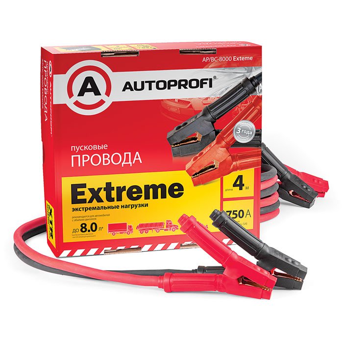 Пусковые провода AUTOPROFI Extreme AP/BC - 8000, 750A, 4м